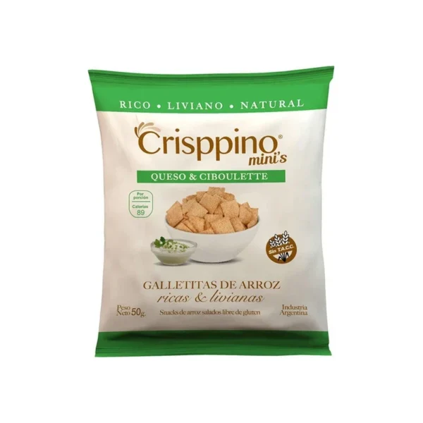 Galletitas de Arroz Sabor Crema y Ciboulette x 50g - Crisppino