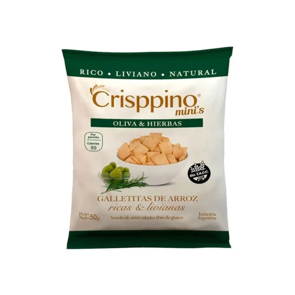 Galletitas de Arroz Sabor Oliva y Hierbas x 50g - Crisppino