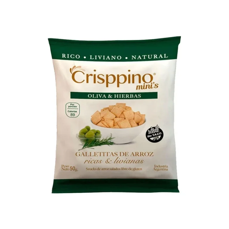 Galletitas de Arroz Sabor Oliva y Hierbas x 50g - Crisppino