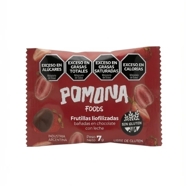 Bombón de frutilla liofilizada con chocolate con leche x 7 g - Pomona