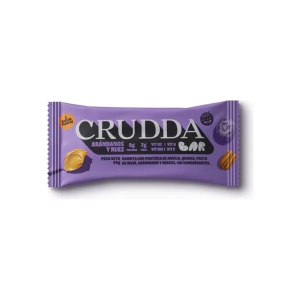 Crudda Bar Proteica Sabor Arandano y Nuez x40g - Crudda