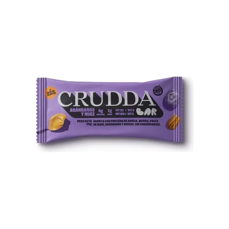 Crudda Bar Proteica Sabor Arandano y Nuez x40g - Crudda