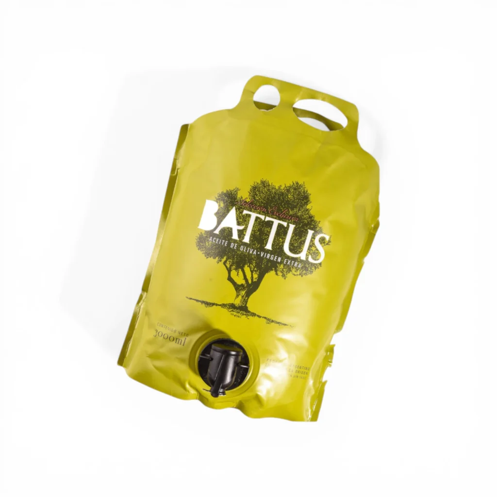 Aceite de oliva extra virgen Battus pouch 3 litros fondo blanco