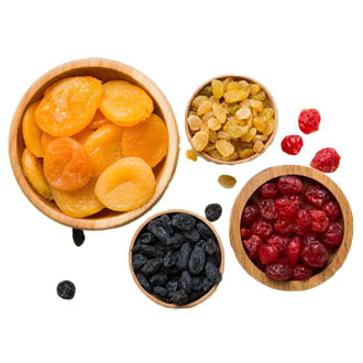 Fruta deshidratada, duraznos, pasas de uva, pasas de arandano