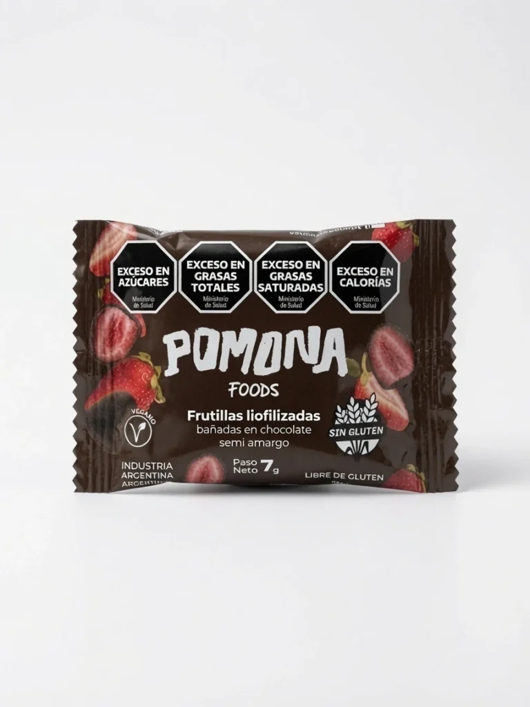 Bombón de frutilla liofilizada con chocolate semiamargo x 7 g - Pomona